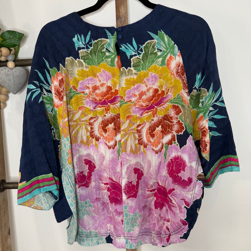 Derhy 3/4 sleeve Flower‎ Embroidered Blouse Size Small - Picture 4 of 7